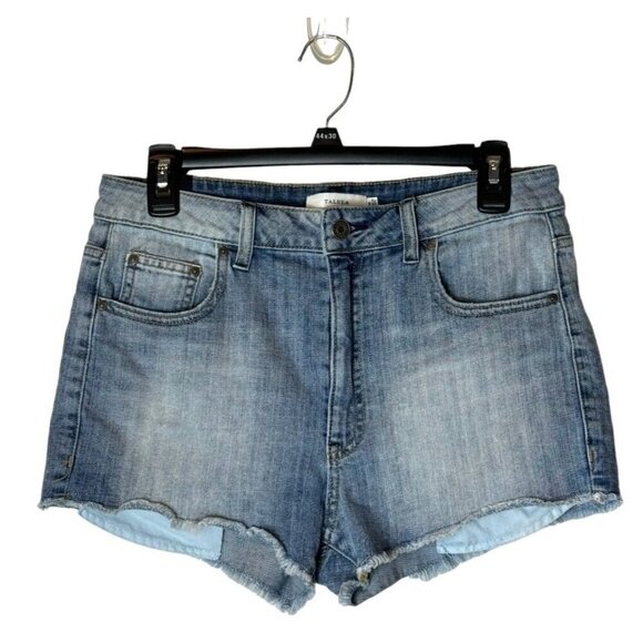 Talula Aritzia Shorts Womens 30 Blue Denim Medium Wash High Rise Raw Hem Jean - Picture 1 of 8